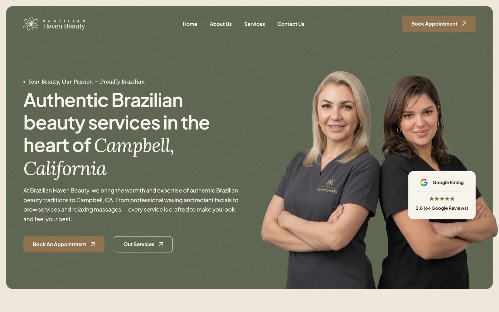 Brazilian Haven Beauty website homepage