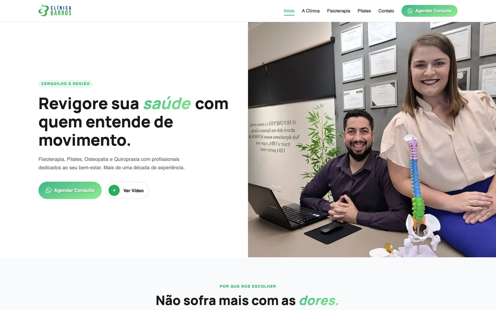 Clinica Barros website homepage