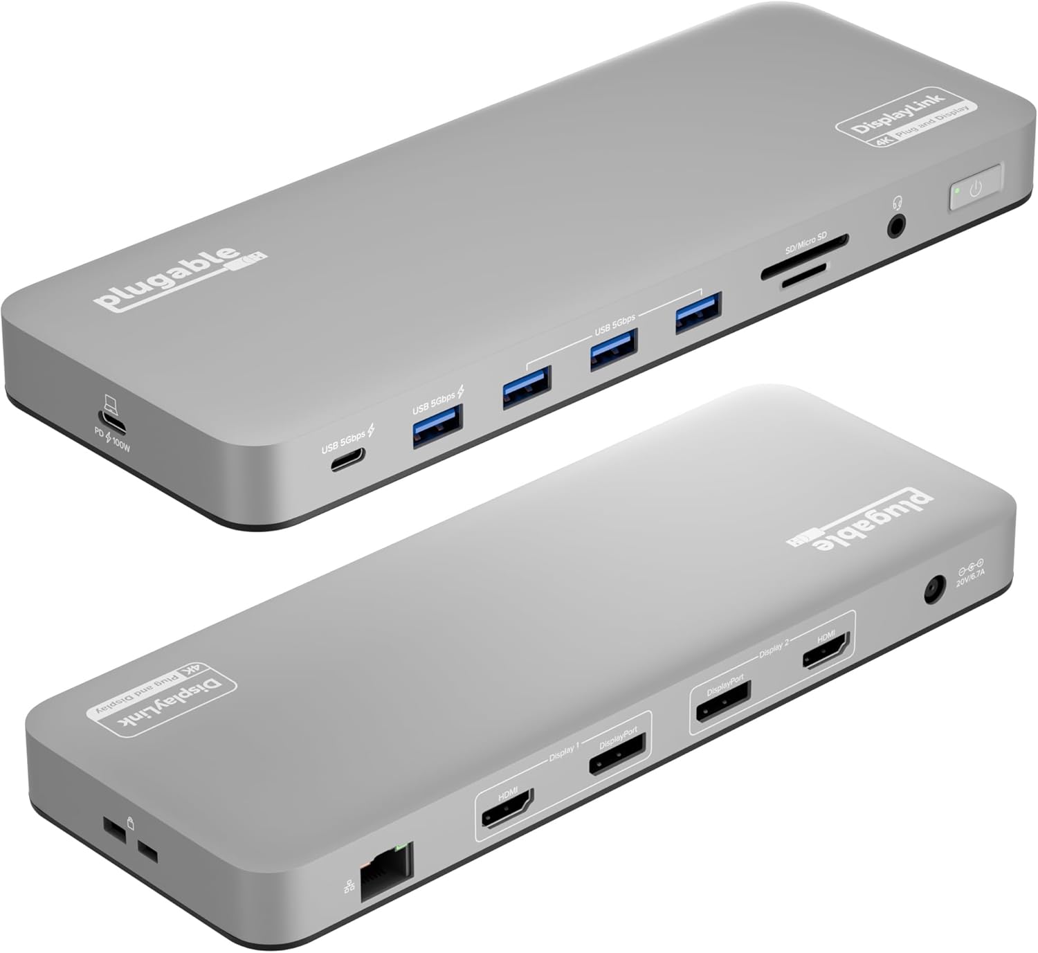Plugable USB-C Docking Station UD-6950PDH — Dual 4K, 100W, DisplayLink