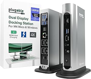 Plugable 16-in-1 Thunderbolt 4 Dock — Dual 4K, 100W Charging