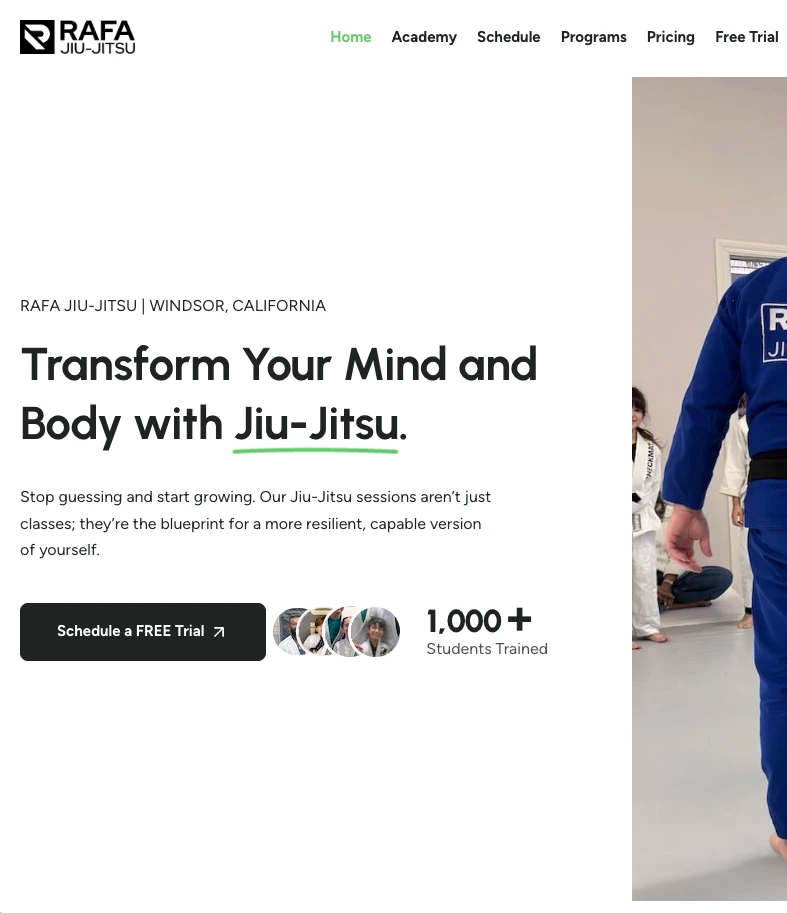 Rafa Jiu-Jitsu website screenshot